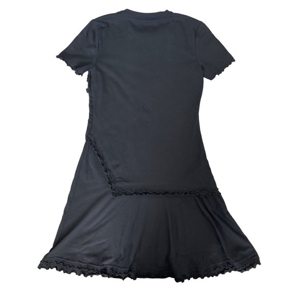 Derek Lam‎ Denim Ruffle Crew Neck Tee Mini Dress Black Size Small $295 - Picture 8 of 8